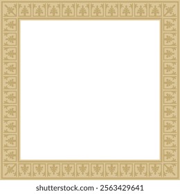 Vector golden square classic byzantine ornament. Rectangle, border, Ancient Greece, Eastern Roman Empire frame. Decoration of the Russian Orthodox Church
