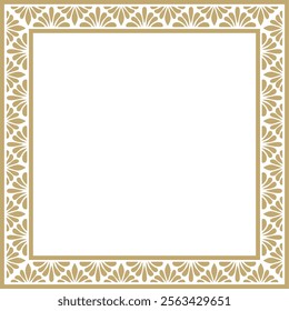 Vector golden square classic byzantine ornament. Rectangle, border, Ancient Greece, Eastern Roman Empire frame. Decoration of the Russian Orthodox Church
