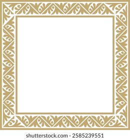 Vector golden square classic byzantine ornament. Rectangle, border, Ancient Greece, Eastern Roman Empire frame. Decoration of the Russian Orthodox Church
