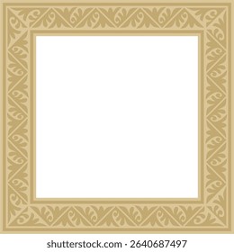 Vector golden square classic byzantine ornament. Rectangle, border, Ancient Greece, Eastern Roman Empire frame. Decoration of the Russian Orthodox Church
