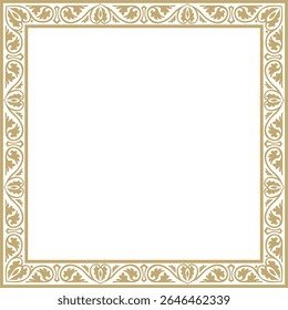 Vector golden square classic byzantine ornament. Rectangle, border, Ancient Greece, Eastern Roman Empire frame. Decoration of the Russian Orthodox Church
