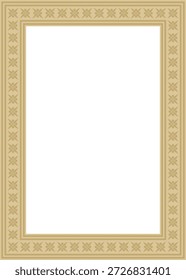 Ornamento byzantine clássico quadrado dourado vetorial. Retângulo, fronteira, Grécia Antiga, quadro Império Romano do Leste. Decoração da Igreja Ortodoxa Russa
