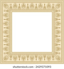 Vector golden square classic greek ornament. European ornament. Border, frame Ancient Greece, Roman Empire.
