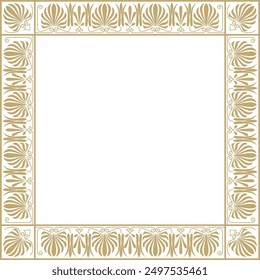 Vector golden square classic greek ornament. European ornament. Border, frame Ancient Greece, Roman Empire.
