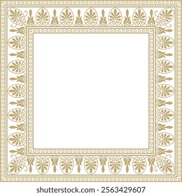 Vector golden square classic greek ornament. European ornament. Border, frame Ancient Greece, Roman Empire.
