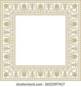 Vector golden square classic greek ornament. European ornament. Border, frame Ancient Greece, Roman Empire.
