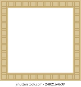 Vector golden square Egyptian ornament. Rectangle, frame, ancient Egypt.Pattern of lotus flowers and sun
