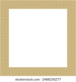 Vector golden square Egyptian ornament. Rectangle, frame, ancient Egypt.Pattern of lotus flowers and sun
