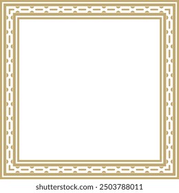 Vector golden square Egyptian ornament. Rectangle, frame, ancient Egypt.Pattern of lotus flowers and sun
