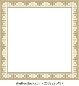 Vector golden square Egyptian ornament. Rectangle, frame, ancient Egypt.Pattern of lotus flowers and sun
