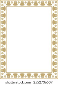 Vector golden square Egyptian ornament. Rectangle, frame, ancient Egypt.Pattern of lotus flowers and sun
