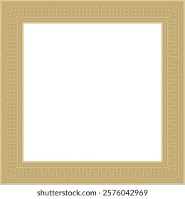 Vector golden square Egyptian ornament. Rectangle, frame, ancient Egypt.Pattern of lotus flowers and sun
