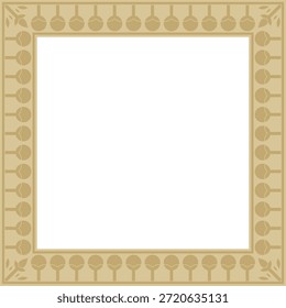 Vector cuadrado dorado Ornamento egipcio. Rectángulo, marco, antiguo Egipto. Patrón de flores de loto y sol
