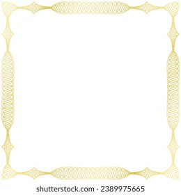 Vector golden square frame decorated with various shapes - invitation card - greeting card.