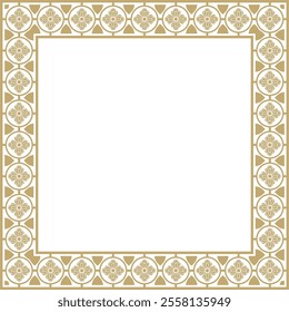 Vector golden square gothic ornament. Medieval European rectangle, border. Classic pattern of the Germans, Angles, Saxons, Franks.
