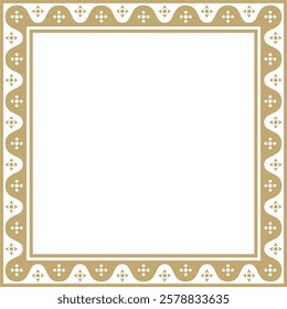 Vector golden square gothic ornament. Medieval European rectangle, border. Classic pattern of the Germans, Angles, Saxons, Franks.
