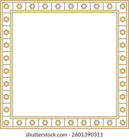 Vector golden square gothic ornament. Medieval European rectangle, border. Classic pattern of the Germans, Angles, Saxons, Franks.
