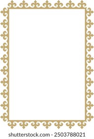 Vector golden square Kazakh national ornament. Ethnic pattern of the peoples of the Great Steppe,
