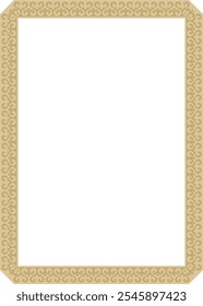 Vector golden square Kazakh national ornament. Ethnic pattern of the peoples of the Great Steppe,
