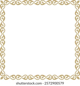 Vector golden square Kazakh national ornament. Ethnic pattern of the peoples of the Great Steppe,
