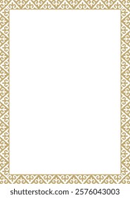 Vector golden square Kazakh national ornament. Ethnic pattern of the peoples of the Great Steppe,
