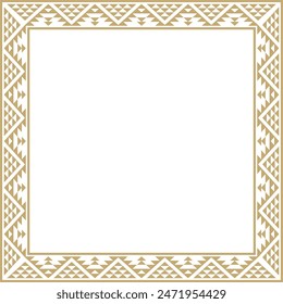 Vector golden square national Indian patterns. National ethnic ornaments, borders, frames. colored decorations of the peoples of South America, Maya, Inca, Aztecs.