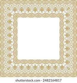 Vector golden square national Indian ornament. Rectangle, border, ethnic Hindu frame.
