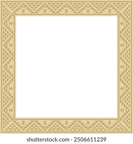 Vector golden square national Indian patterns. National ethnic ornaments, borders, frames. colored decorations of the peoples of South America, Maya, Inca, Aztecs.