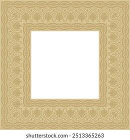 Vector golden square national Indian ornament. Rectangle, border, ethnic Hindu frame.
