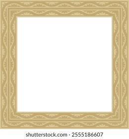 Vector golden square national Indian ornament. Rectangle, border, ethnic Hindu frame.
