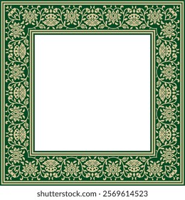 Vector golden square Turkish national ornament. Ottoman border, frame. Ethnic floral rectangle, Seljuk Turks pattern. Decoration of the Sultan's palaces.
