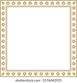 Vector golden square Turkish national ornament. Ottoman border, frame. Ethnic floral rectangle, Seljuk Turks pattern. Decoration of the Sultan's palaces.
