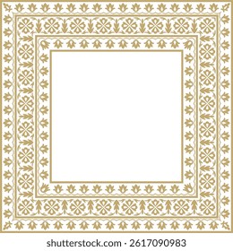 Vector golden square Turkish national ornament. Ottoman border, frame. Ethnic floral rectangle, Seljuk Turks pattern. Decoration of the Sultan's palaces.
