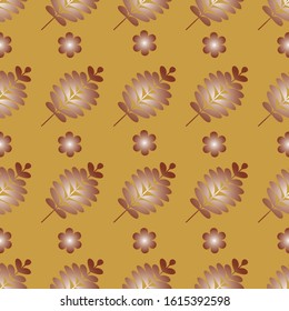 Vector golden squares and leafs repeat pattern