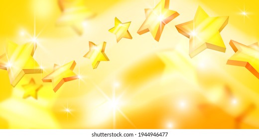 Vector golden star background, luxury abstract yellow shine wave design, Christmas holiday sparking banner. Premium asterisk success illustration, celebration winner banner. Party star background