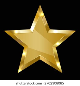 Estrella de oro de Vector con brillo aislado sobre fondo negro. EPS10