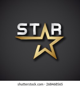 vector golden star inscription icon
