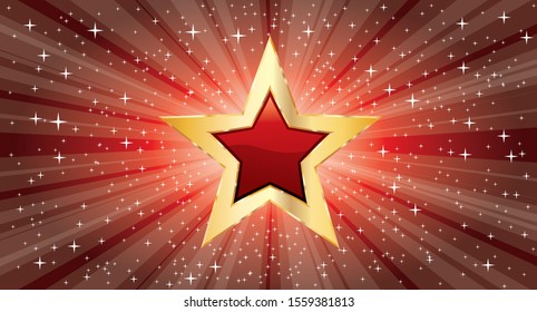 estrella de oro vectorial en ráfaga estrella azul