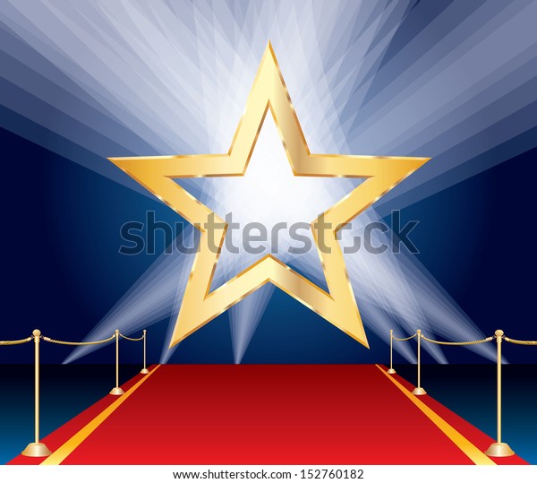 Vector Golden Star Over Red Carpet Stock Vector (Royalty Free) 152760182