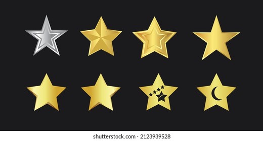 Vector golden stars, Different designs of golden stars illustration