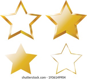 vector golden stars. flat image of a bright yellow star. five pointed star	