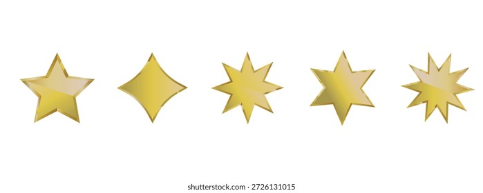 Vector de estrellas doradas. Imagen plana de una estrella amarilla brillante. estrella de cinco puntas
