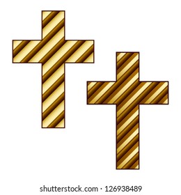 vector golden striped christian cross