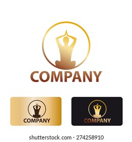 Vector golden stylized sign spa, yoga and relax