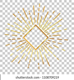 vector golden sunburst with square shape at transparent effect background