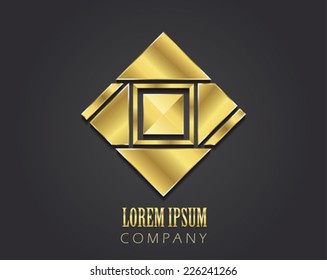 Vector golden symbol with square for your company