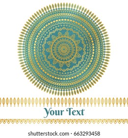 Vector golden and teal mandala background