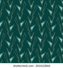 Vector golden teal triangles seamless pattern