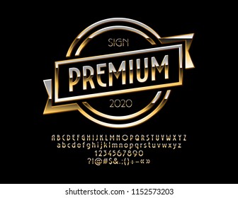 Vector Golden Template. Luxury Alphabet Letters, Numbers and Symbols.