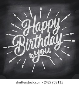 Vector golden text on black background. Happy birthday lettering for invitation and greeting card, prints and posters. Hand drawn inscription, calligraphic design